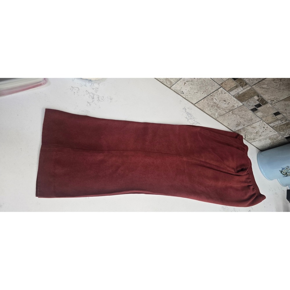 Alfred Dunner Petite 12P Burgundy Faux Suede Elastic Waist Pull On Pants Pockets
